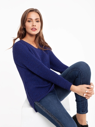 CONTE LDK 040 Экстрамягкий удлиненный пуловер с объёмной вязкой и мерцающим блеском