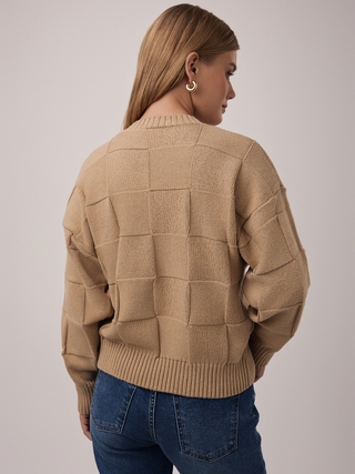 CONTE Джемпер объемного силуэта с узором “квадраты” LDK 2396