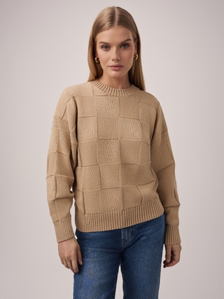 CONTE Джемпер объемного силуэта с узором “квадраты” LDK 2396