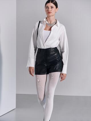 CONTE Шорты из экокожи с притачным поясом с фигурными шлёвками LS 2857