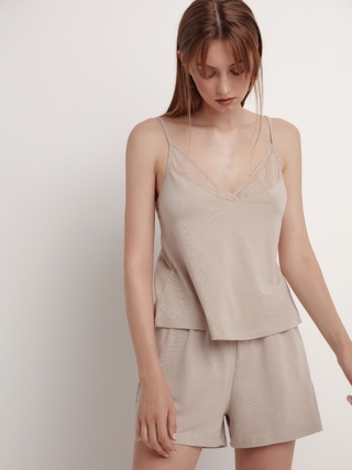 CONTE Zebra LHW 1354 Свободный топ из анималистичного кружева и хлопка