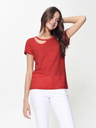 CONTE LD 919 Льняная футболка с вырезом "капелька"