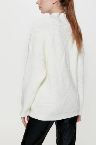 CONTE LDK225 Удлиненный фактурный джемпер с геометрическим рисунком