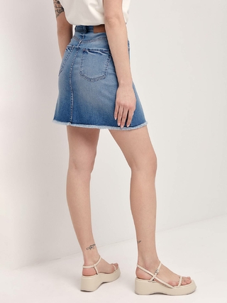 CONTE CON-426 Джинсовая юбка с бахромой и кокеткой