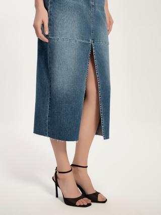 CONTE CON-764 Джинсовая юбка-midi из eco-friendly денима с разрезом