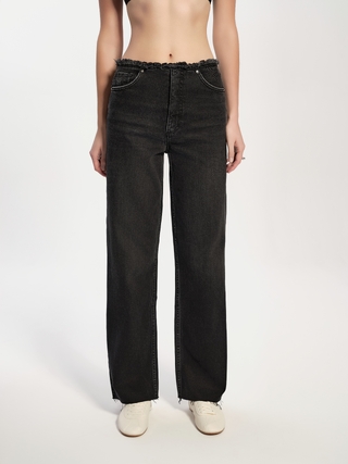 CONTE CON-745 Чёрные джинсы wide leg из eco-friendly денима средней посадки