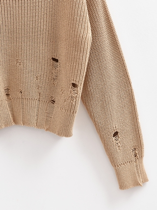 CONTE Укороченный джемпер объёмного силуэта с имитацией разрывов LDK 2394