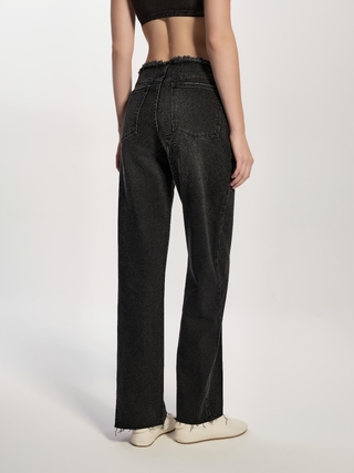 CONTE CON-745 Чёрные джинсы wide leg из eco-friendly денима средней посадки