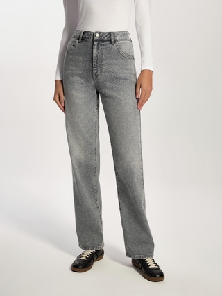 CONTE CON-823 Прямые джинсы серого цвета с эффектом потертостей