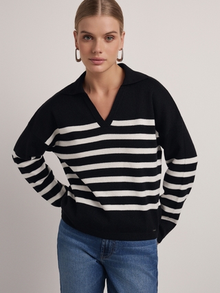 CONTE Джемпер-поло объемного силуэта из пряжи с шерстью LDK 2390