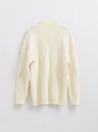 CONTE LDK225 Удлиненный фактурный джемпер с геометрическим рисунком