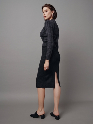 CONTE LDK 302 Прилегающая юбка с разрезом из пряжи с шерстью