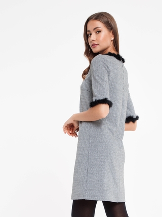 CONTE LPL 848 Платье А-силуэта с металлическим блеском и декором из меха