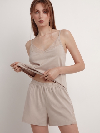 CONTE Zebra LHW 1354 Свободный топ из анималистичного кружева и хлопка