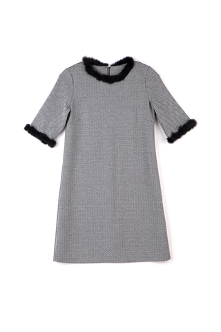 CONTE LPL 848 Платье А-силуэта с металлическим блеском и декором из меха