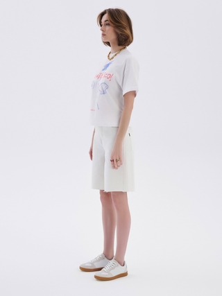 CONTE CON-641 Белые джинсовые шорты с необработанным краем