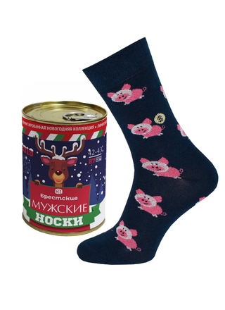 БРЕСТСКИЕ НОСКИ МУЖСКИЕ В БАНКЕ 2128В CLASSIC (Новый год) 
