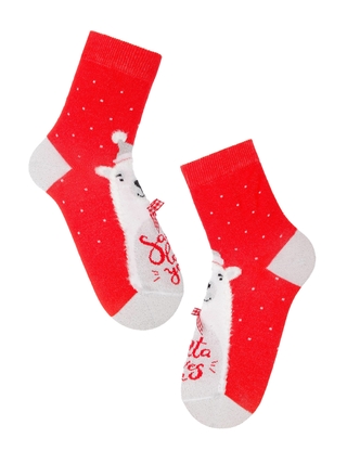 CONTE Новогодние носки "Белый мишка" с пушистой нитью, люрексом и бантиком