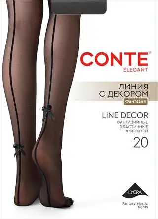 CONTE LINE DECOR (ЛИНИЯ С ДЕКОРОМ) Колготки с имитацией шва и бантиком