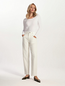 CONTE CON-726 Джинсы mom в молочном оттенке с кокеткой