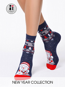 CONTE NEW YEAR Новогодние носки "Снеговик" с махровой стопой, пушистой нитью, люрексом и стразами