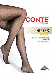 CONTE Колготки в мелкую сеточку с линиями BLUES