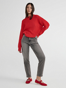 CONTE Джемпер объёмного силуэта из хлопка с имитацией разрывов LDK 2395