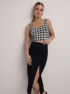 CONTE LTD 2823 Укороченный топ из жаккардового полотна «в гусиную лапку»