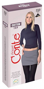 CONTE COTTON TOP 250 Теплые хлопковые женские колготки с заниженной талией