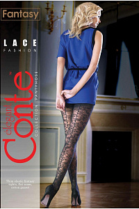 CONTE LACE Колготки женские с имитацией шва сзади и цветочным рисунком
