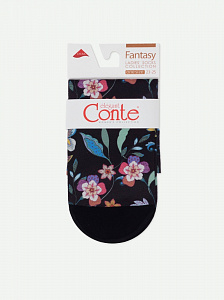 CONTE FANTASY Плотные носки с черным мыском и рисунком «Flowers»