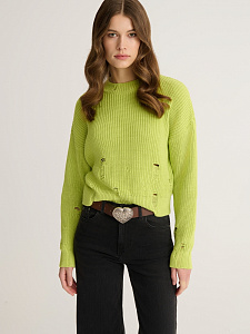 CONTE Укороченный джемпер объёмного силуэта с имитацией разрывов LDK 2394