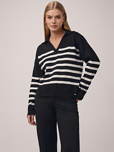 CONTE Джемпер-поло объемного силуэта из пряжи с шерстью LDK 2390