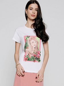 CONTE LD 1116 Белая хлопковая футболка с принтом "Pretty girl"
