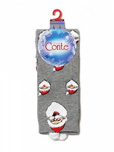 CONTE NEW YEAR Новогодние носки "Санта-Клаус" с пушистой нитью и пикотом