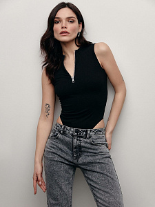 CONTE LBD 1623 Боди в рубчик с воротником-стойкой на молнии