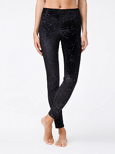 CONTE STAR Черные бархатные леггинсы женские с металлическими блестками