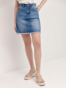 CONTE CON-426 Джинсовая юбка с бахромой и кокеткой