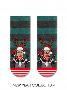 Conte-kids Новогодние короткие носки "Рудольф" с пушистой нитью