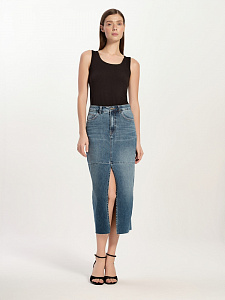 CONTE CON-764 Джинсовая юбка-midi из eco-friendly денима с разрезом