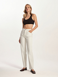 CONTE CON-769 Джинсы straight молочного цвета с необработанным краем