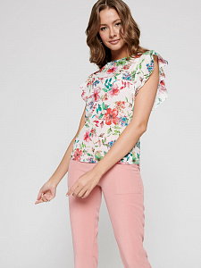 CONTE LBL 1100 Блузка с цветочным рисунком и широкими воланами