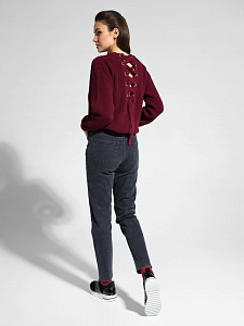 CONTE LDK 073 Стильный джемпер из объемной пряжи со шнуровкой на спине