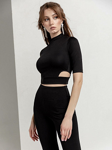 CONTE LD 1718 Укороченный спортивный топ с фигурными вырезами по бокам