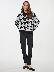 CONTE LDK 307 Oversize-джемпер c вывязанным рисунком "в гусиную лапку"