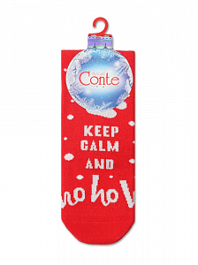 CONTE NEW YEAR Новогодние носки с махровой стопой, с отворотом и люрексом «Ho-ho»