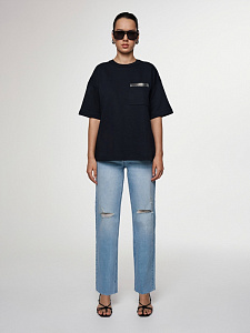 CONTE CON-654 Джинсы прямого кроя с необработанным краем и эффектами разрушения