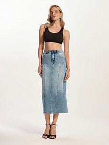 CONTE CON-804 Джинсовая юбка-midi с дугообразными вытачками