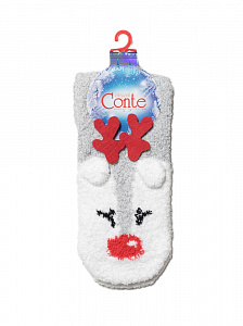 CONTE Короткие пушистые носки "Рудольф" с люрексом и декоративными рожками