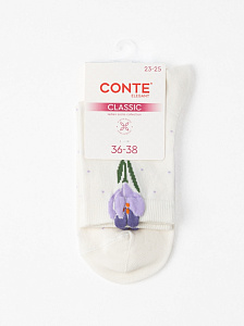 CONTE CLASSIC Удлинённые носки женские из хлопка с пикотом «Крокус»